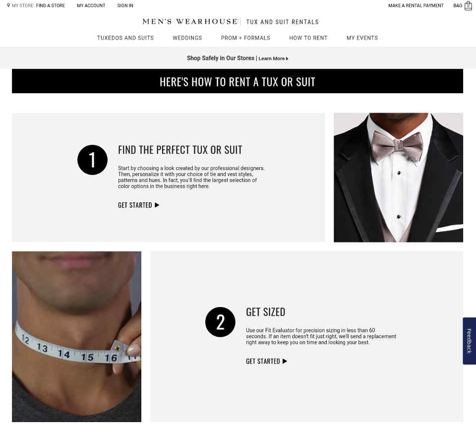 Men’s Wearhouse tuxedo rentals